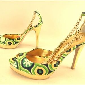 Baby Phat SHOES Size 8.5 Baby Phat Green/Gold High